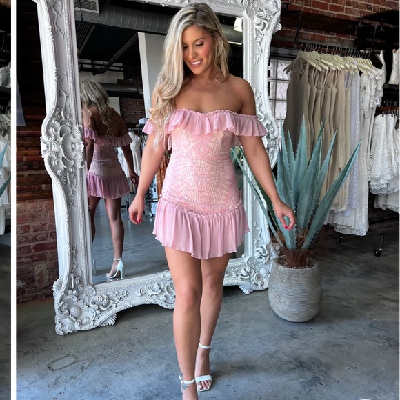 saints + secrets Dresses & Skirts - Blush Embroidered Mini Dress